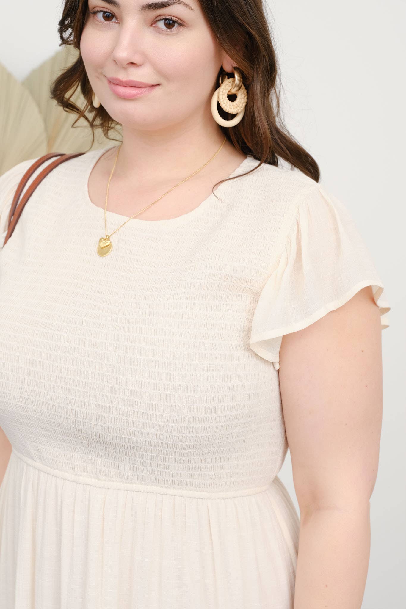 PLUS SMOCKED TIERED MIDI DRESS