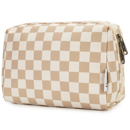 Checkered Makeup Bag Travel Cosmetic Bag Organizer Toiletry
