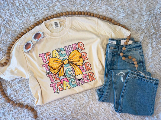 TEACHER STACKED TEE (IVORY)