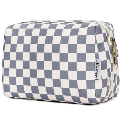 Checkered Makeup Bag Travel Cosmetic Bag Organizer Toiletry
