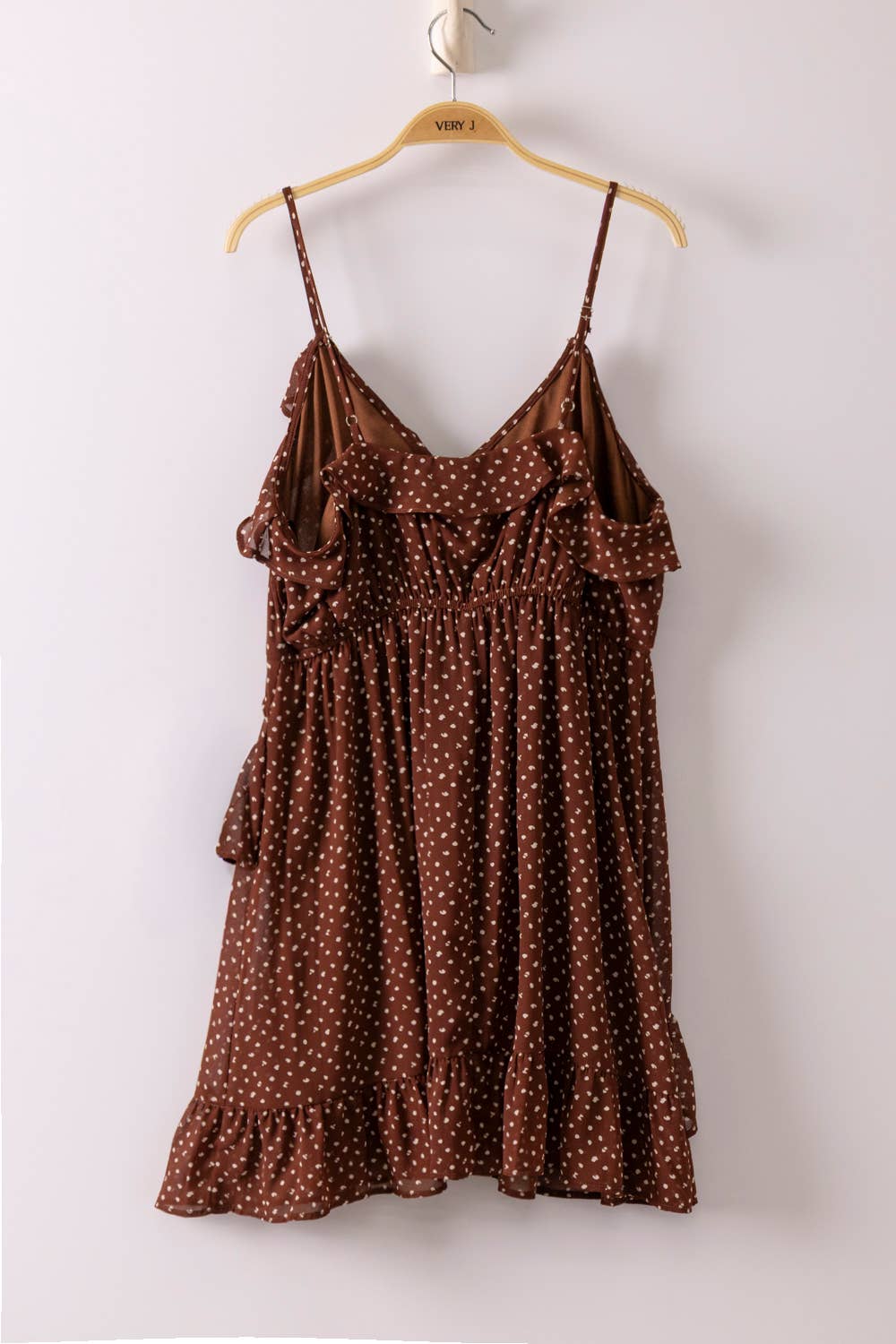 Ruffled Dotted Woven Mini Dress