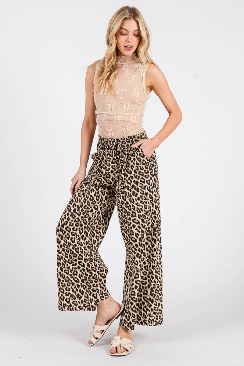 Sewn and Seen Leopard Print Wide Leg Pants