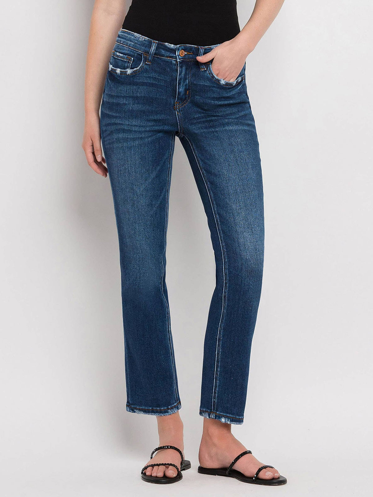Flying Monkey Mid Rise Ankle Slim Straights Jeans