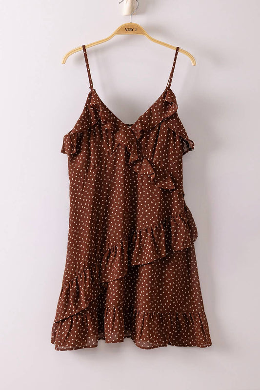 Ruffled Dotted Woven Mini Dress