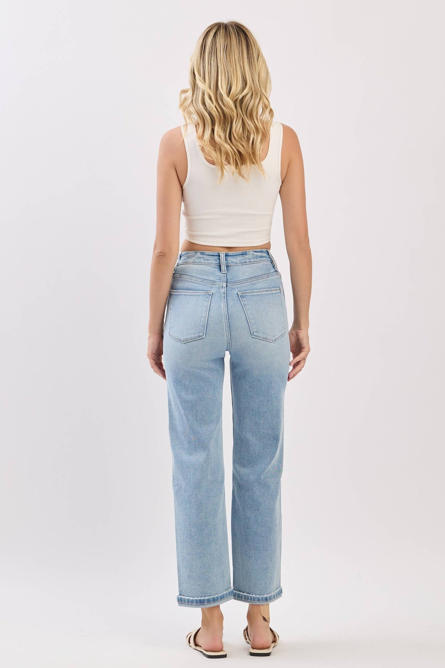 High Rise Stretch Relaxed Straight Jeans