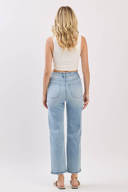 High Rise Stretch Relaxed Straight Jeans