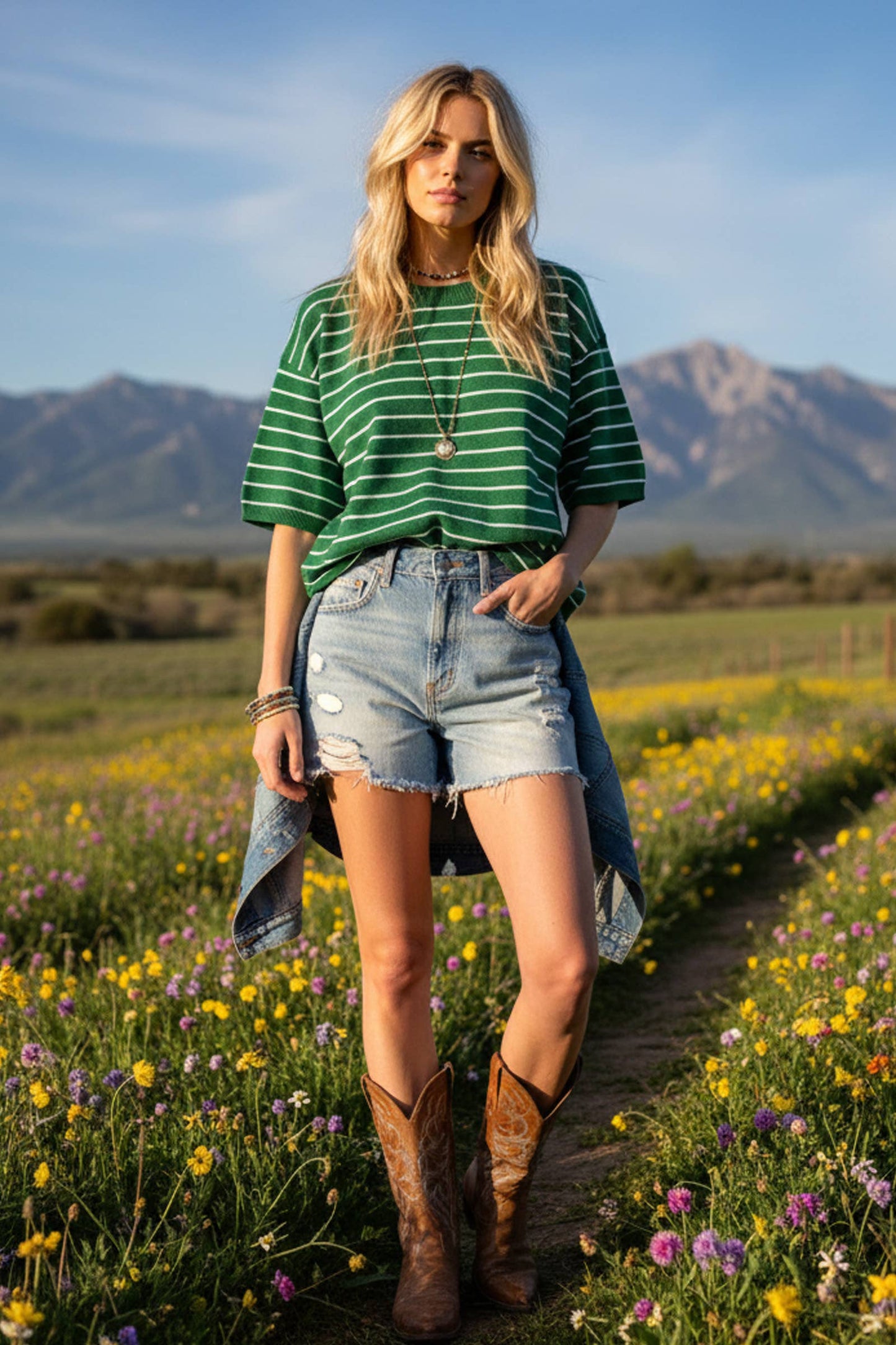 Sewn and Seen Striped Knit Short Sleeve Top