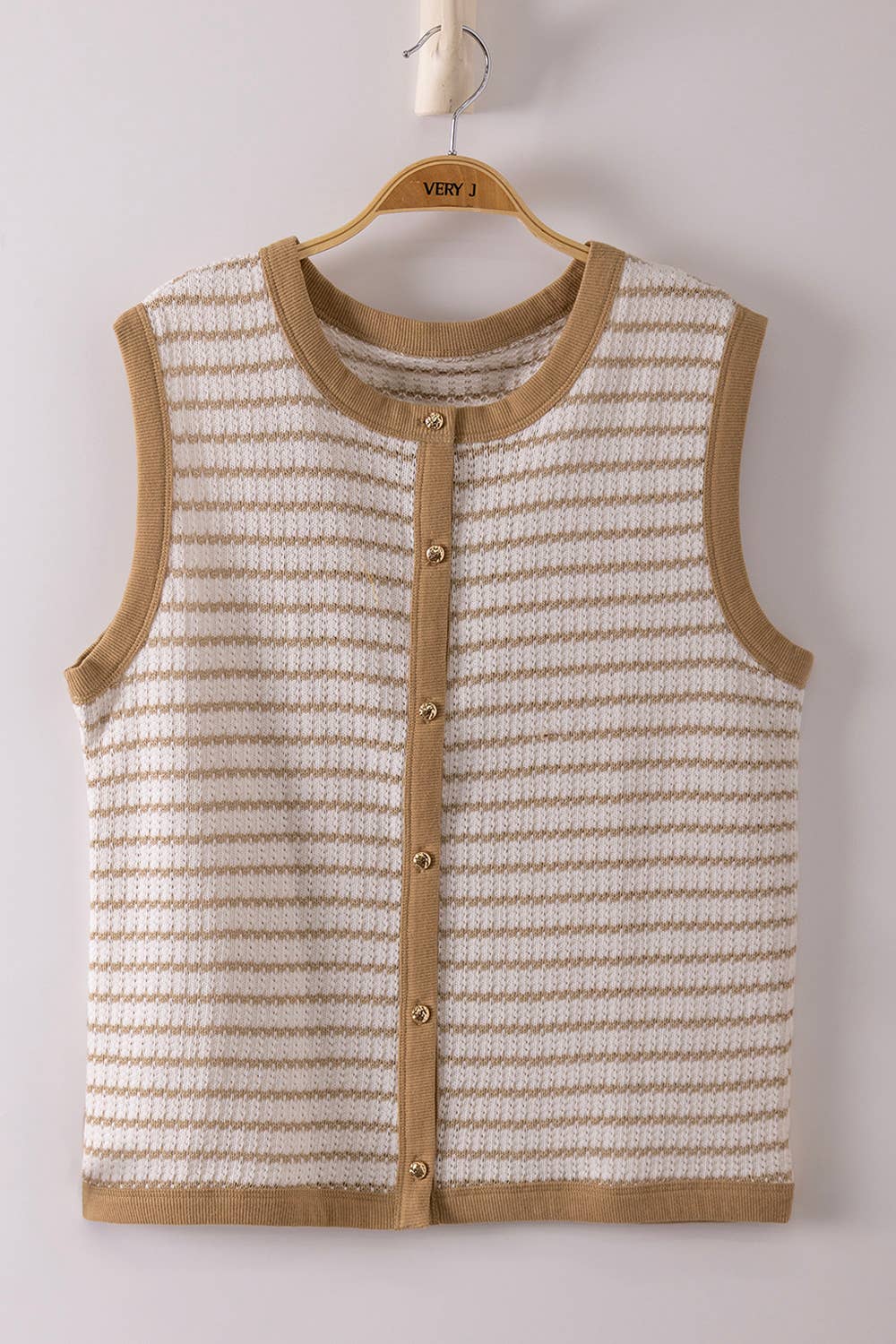 Stripe Knit Button Down Top