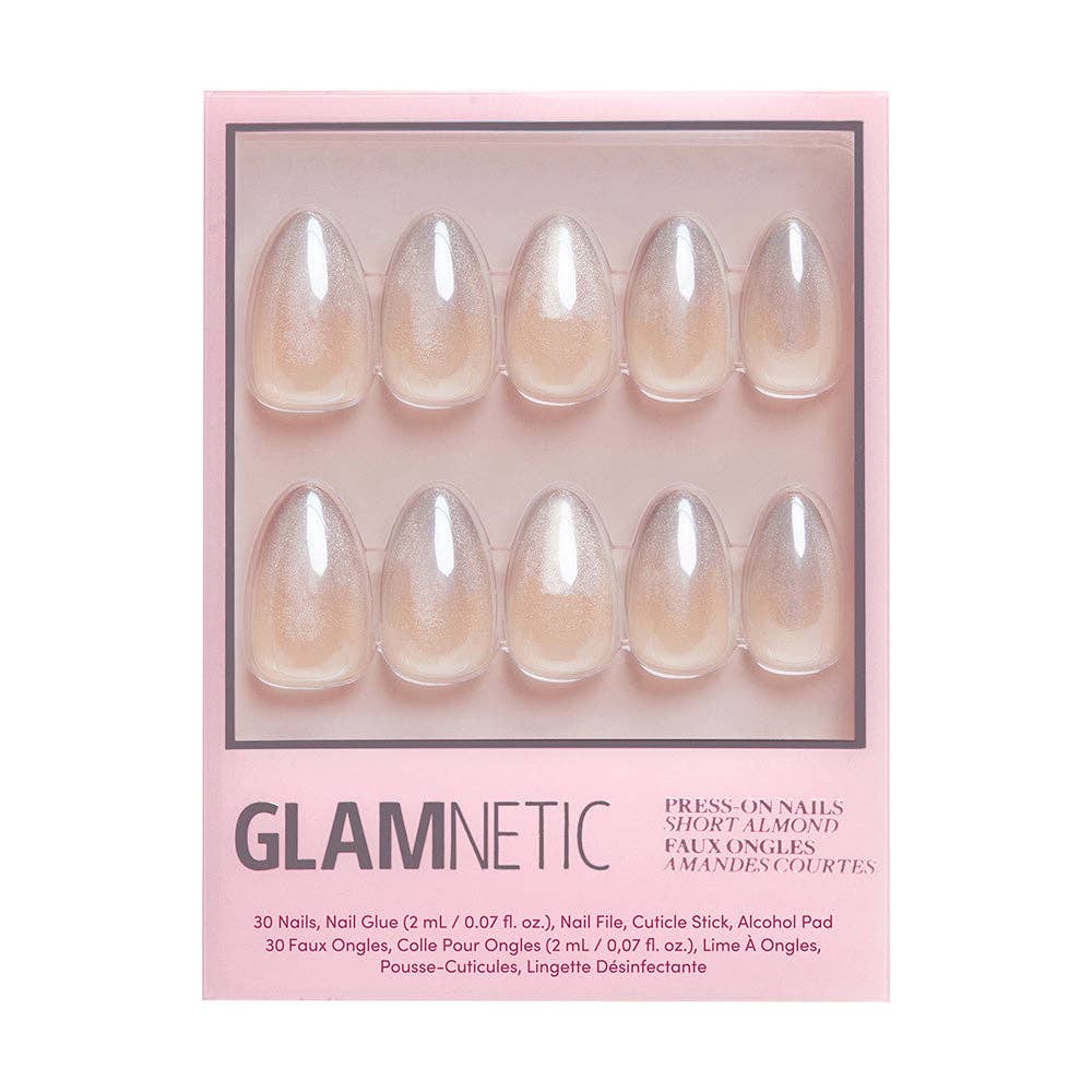 Polar Night Press-On Nails | Short Almond Silver Velvet