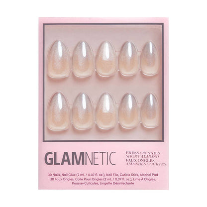 Polar Night Press-On Nails | Short Almond Silver Velvet