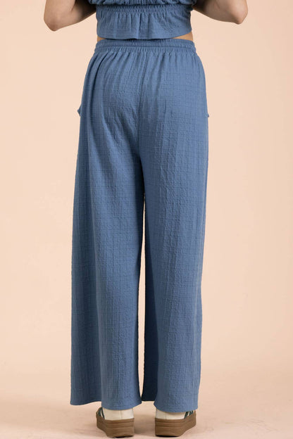 Blue Wide Leg Comfy Knit Pants