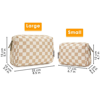 Checkered Makeup Bag Travel Cosmetic Bag Organizer Toiletry