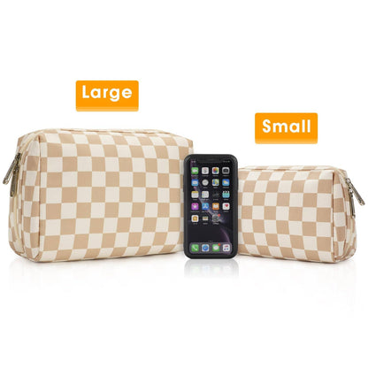 Checkered Makeup Bag Travel Cosmetic Bag Organizer Toiletry