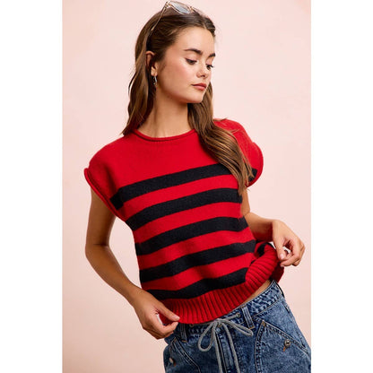 Gameday Striped Sleeves Knit Top