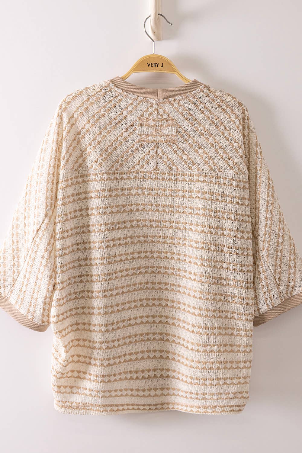 Textured Stripe Knit Top - Taupe