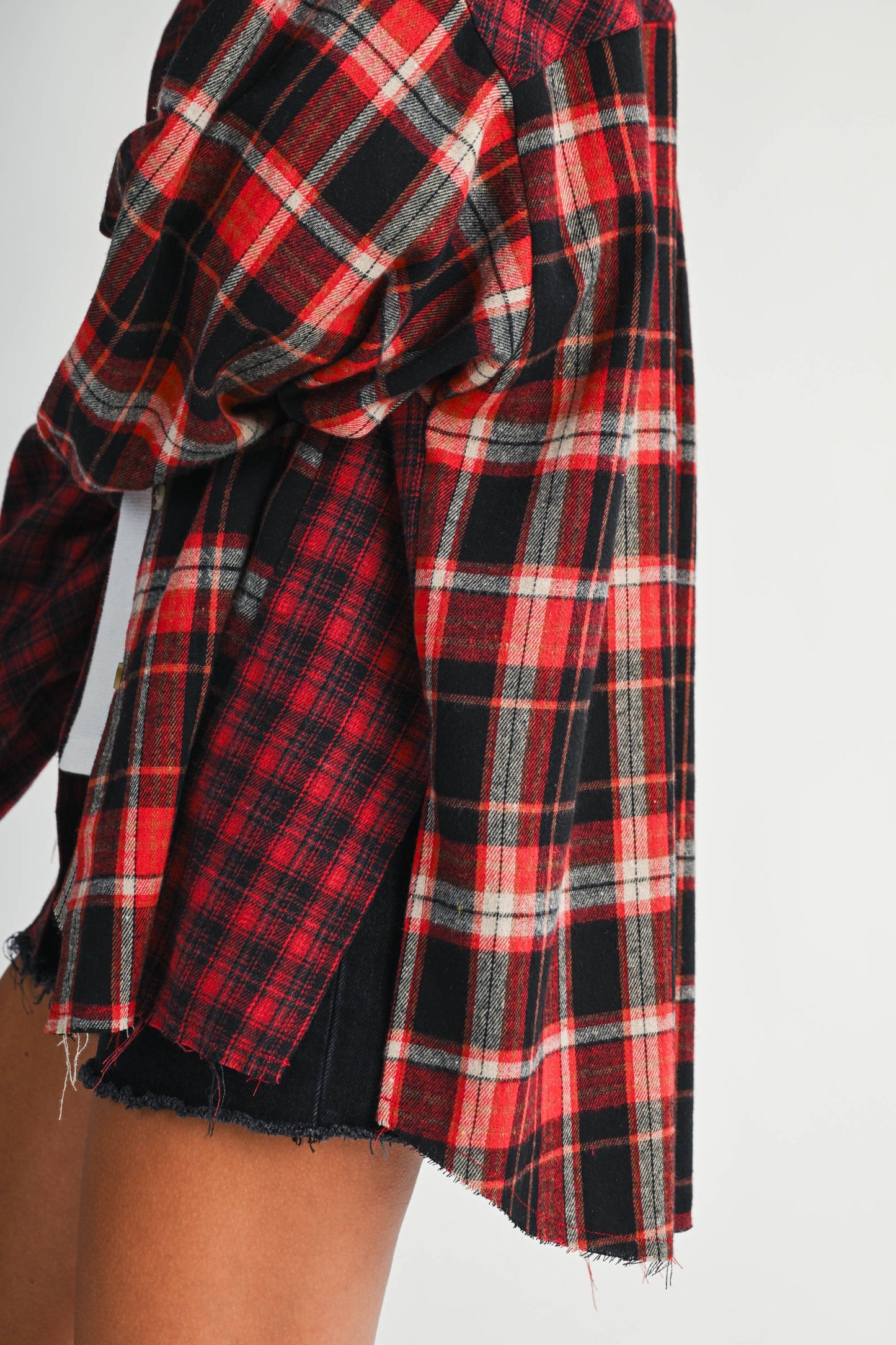 Oversized Plaid Flannel Shirt | Red + Black