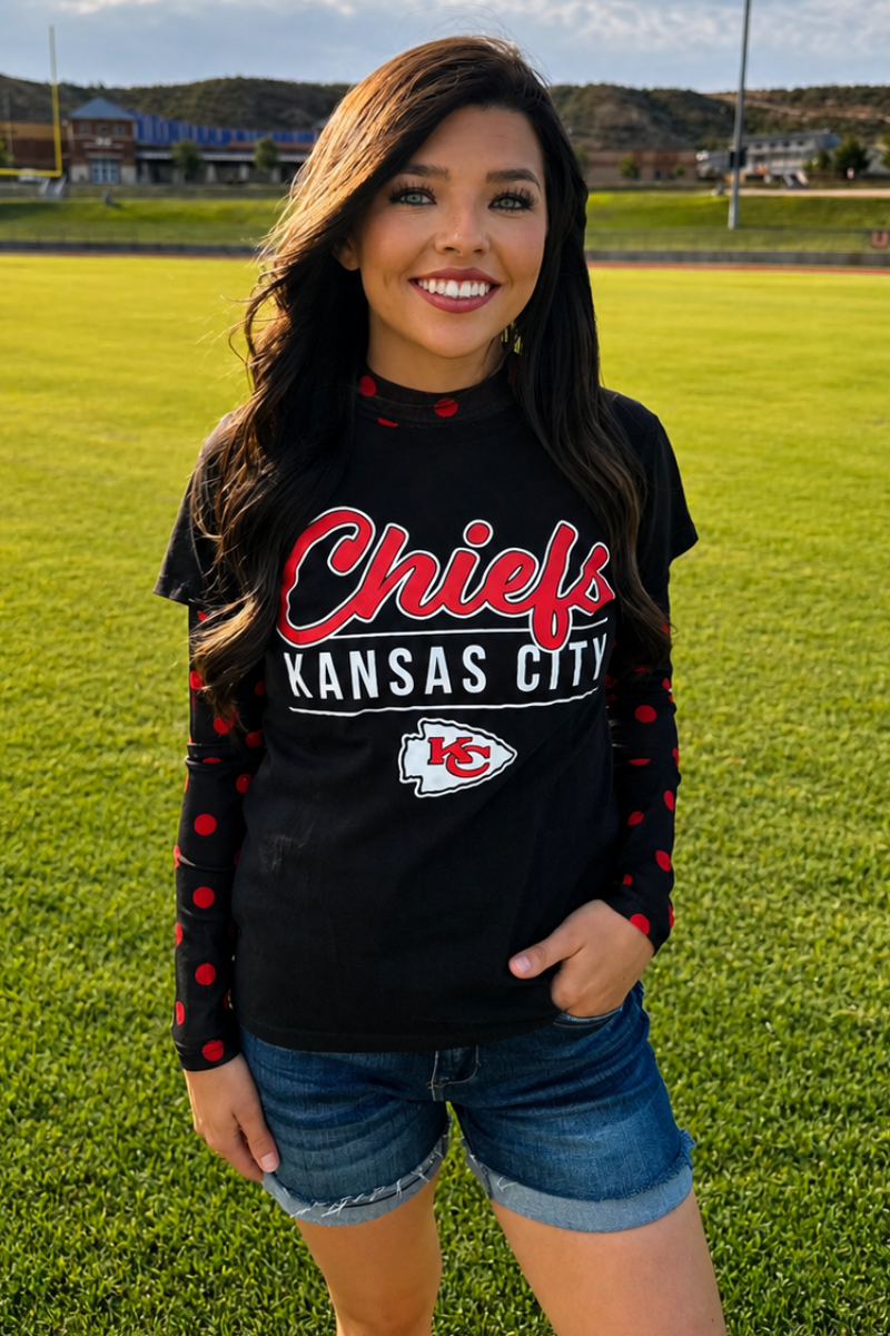 Kickoff Season Black and Red Mesh Top