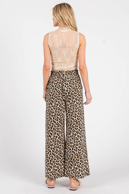 Sewn and Seen Leopard Print Wide Leg Pants