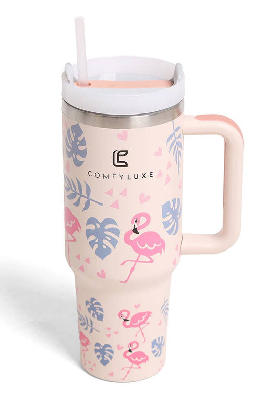 Flamingos 40oz Handle Tumbler