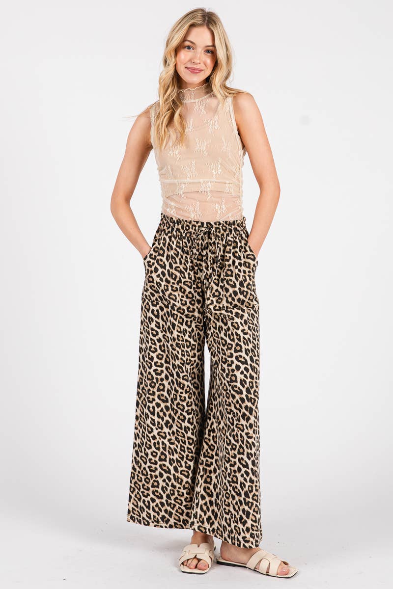 Sewn and Seen Leopard Print Wide Leg Pants