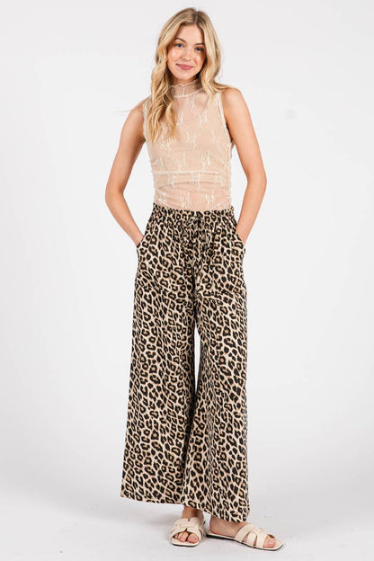 Sewn and Seen Leopard Print Wide Leg Pants