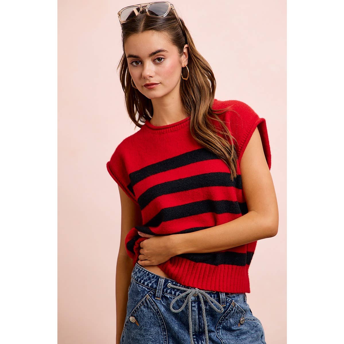 Gameday Striped Sleeves Knit Top
