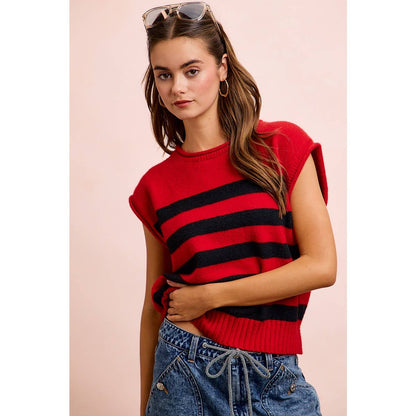 Gameday Striped Sleeves Knit Top