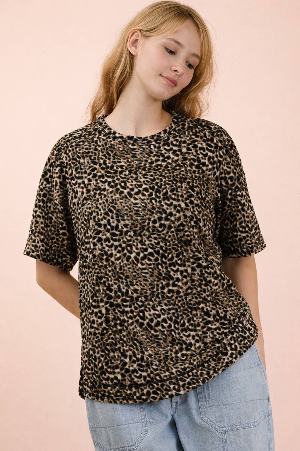 Oversized Leopard Printed Knit Top