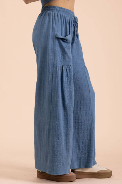 Blue Wide Leg Comfy Knit Pants