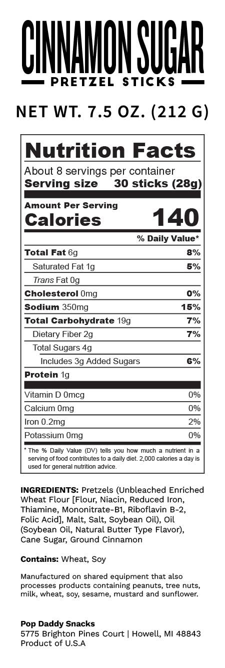 Cinnamon Sugar Seasoned Pretzels - 7.5oz