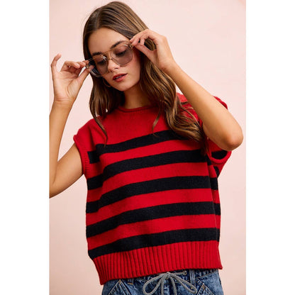 Gameday Striped Sleeves Knit Top