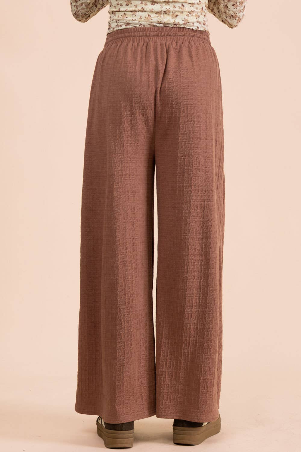 Wide Leg Comfy Knit Pants: BRICK