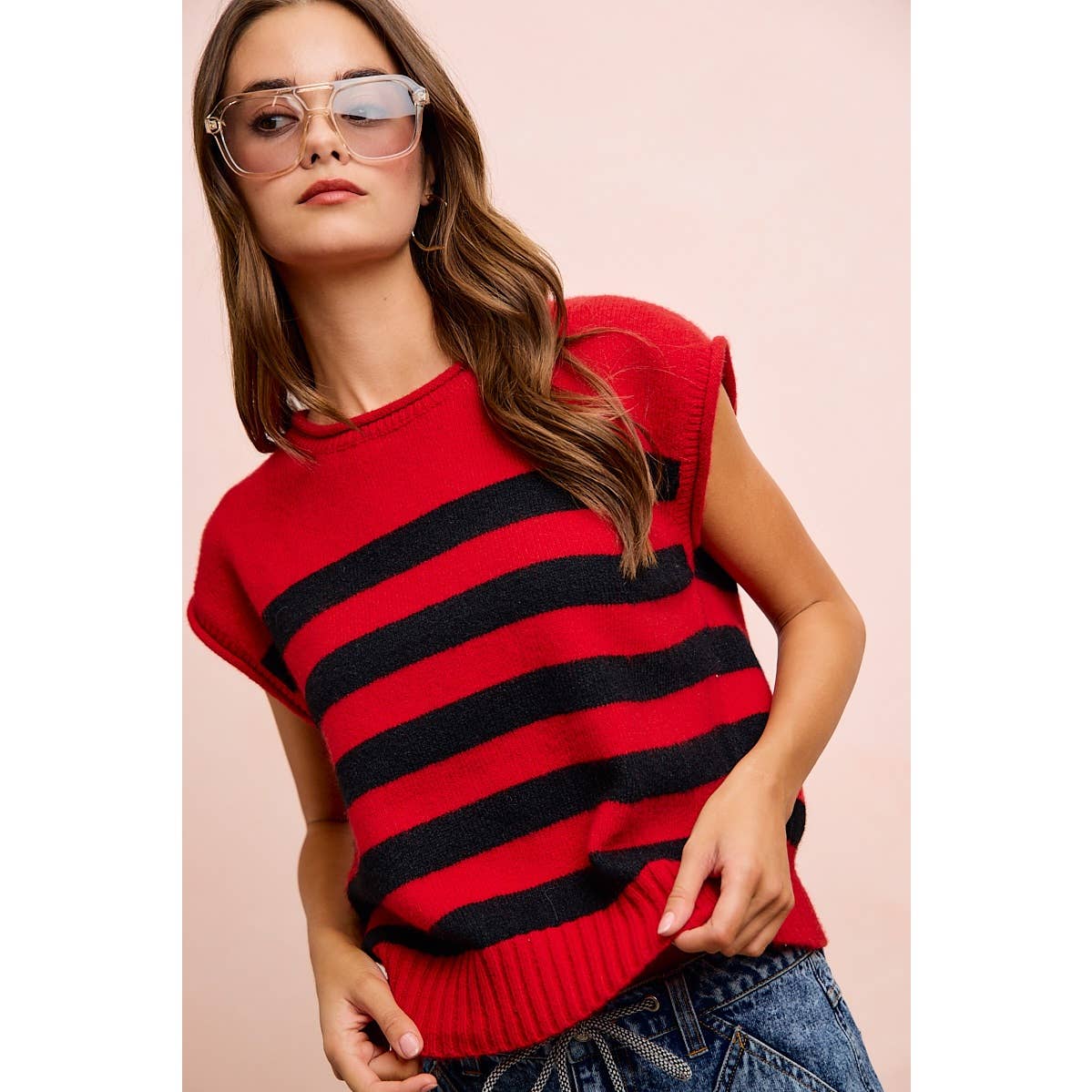 Gameday Striped Sleeves Knit Top