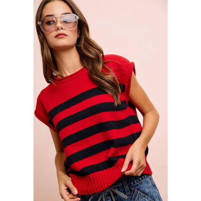 Gameday Striped Sleeves Knit Top