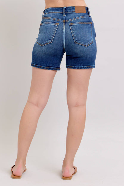 Judy Blue High Waisted 2 Button Mid Length Dad Shorts