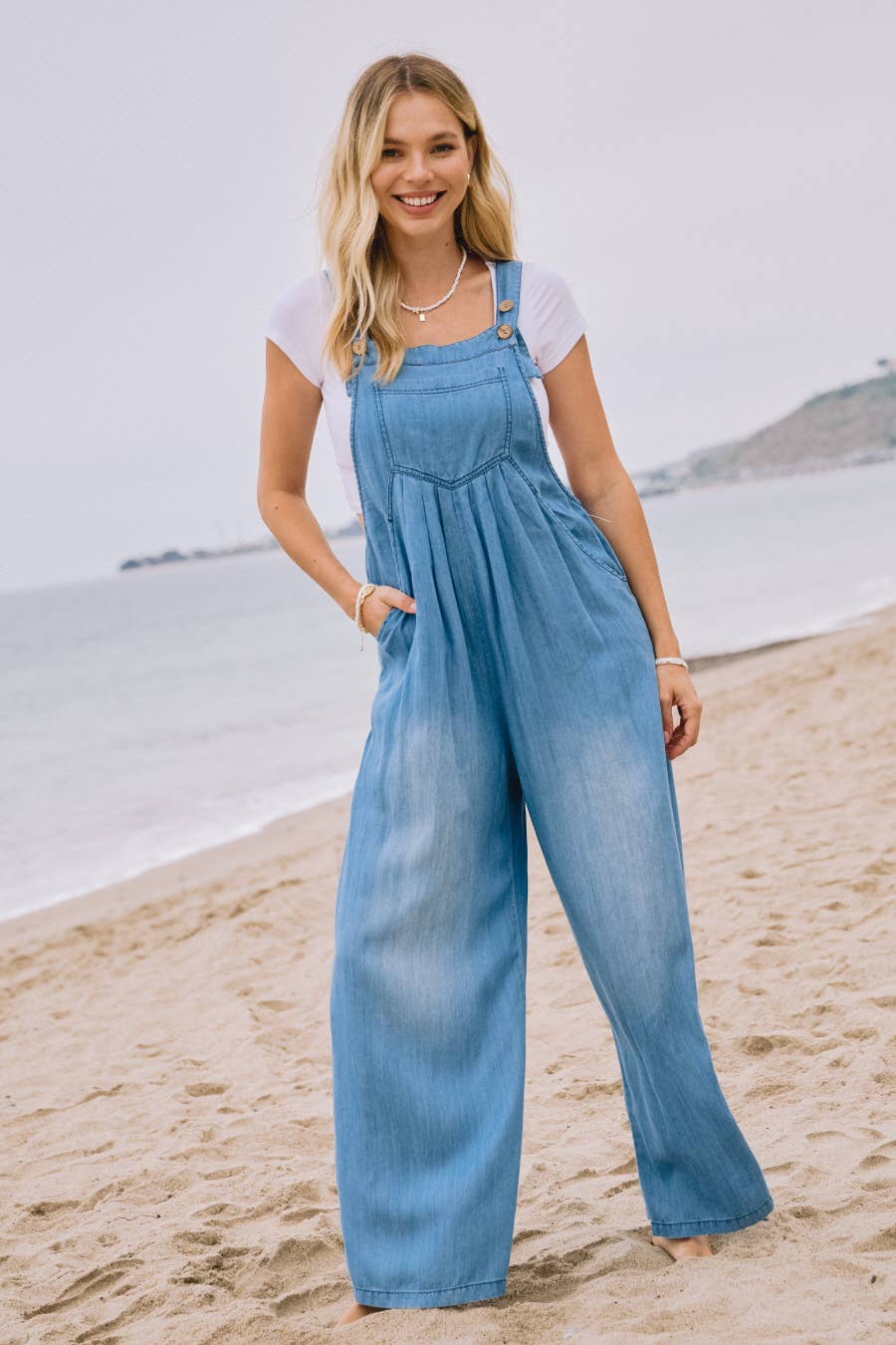 Oddi Washed Chambray Overall Jumpsuit