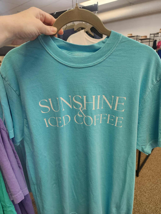 Sunshine & Iced Coffee Graphic Tee - Turquoise