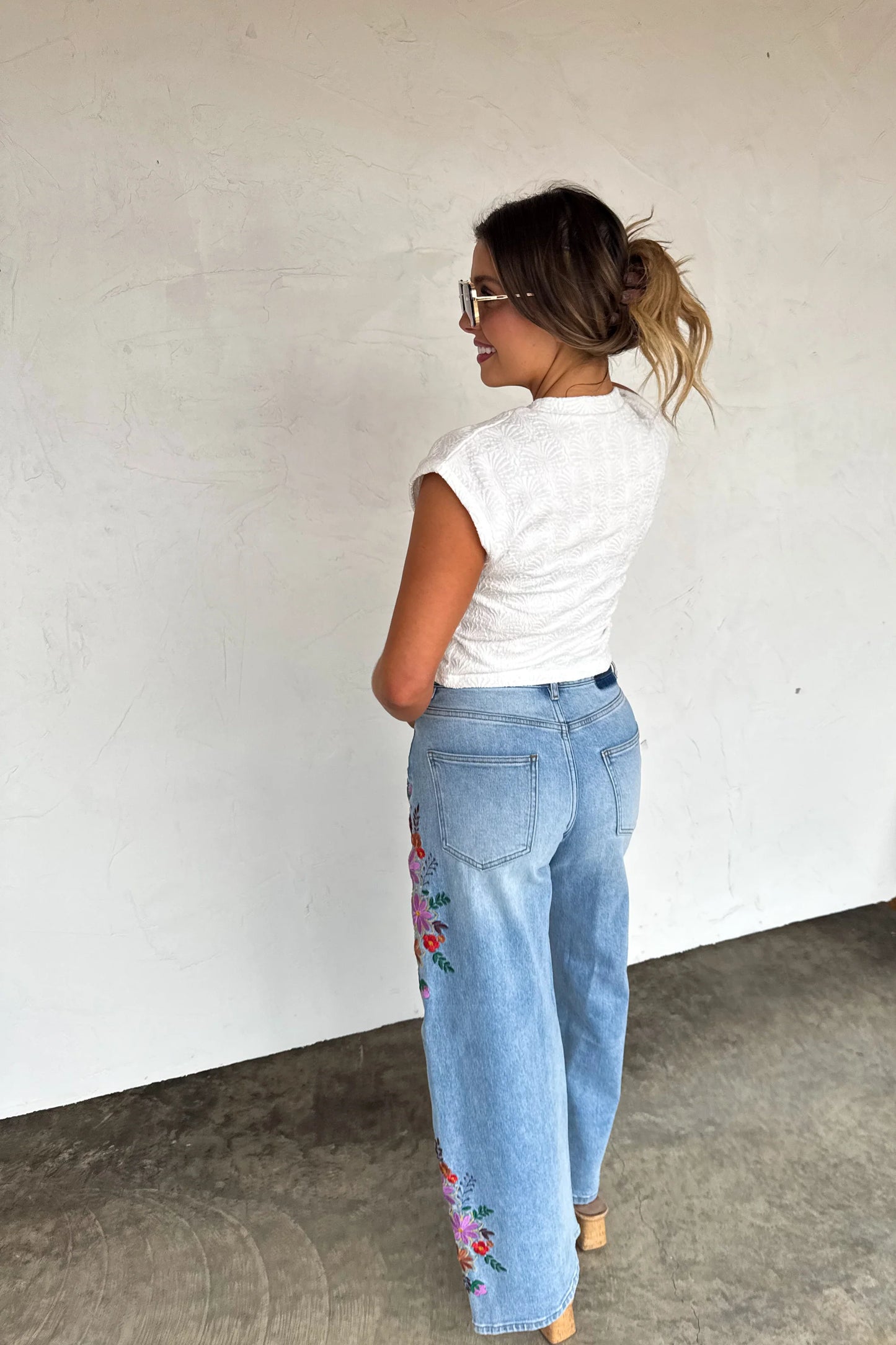 Blakely Jeans - Evie Floral Embroidered