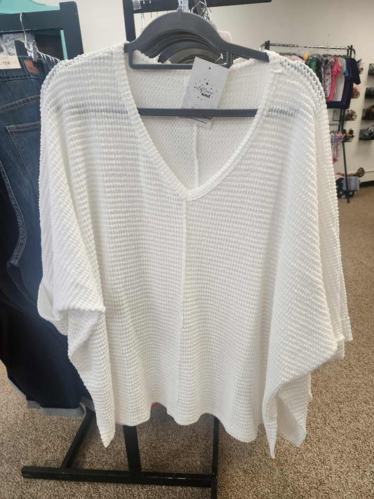 Loose Knit Off-White Layering Top - Plus Size