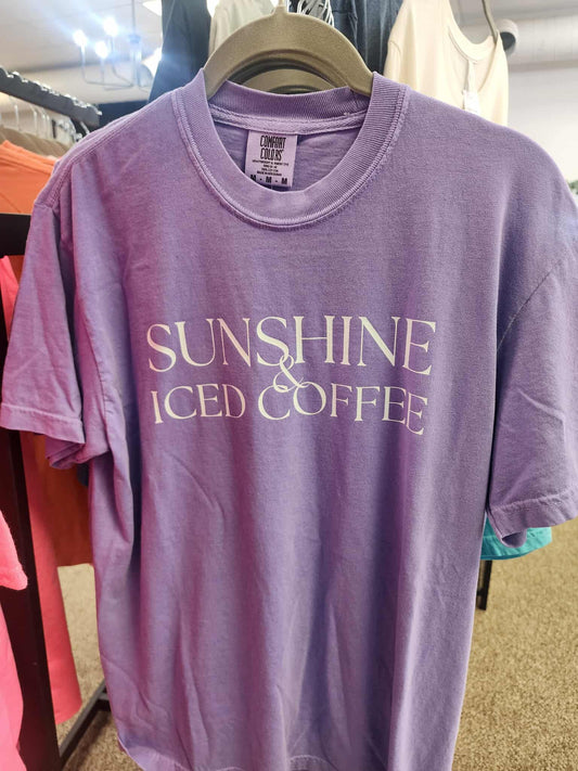 Sunshine & Iced Coffee Graphic Tee - Purple