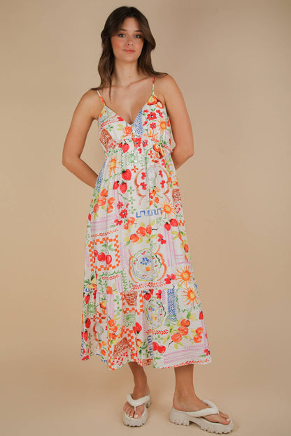 Printed Button Down Midi Dress