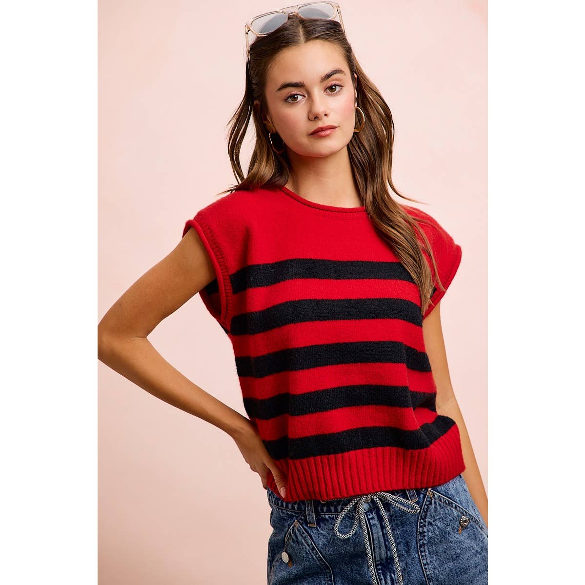 Gameday Striped Sleeves Knit Top