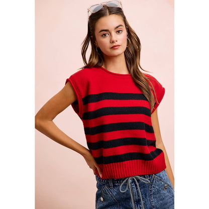 Gameday Striped Sleeves Knit Top