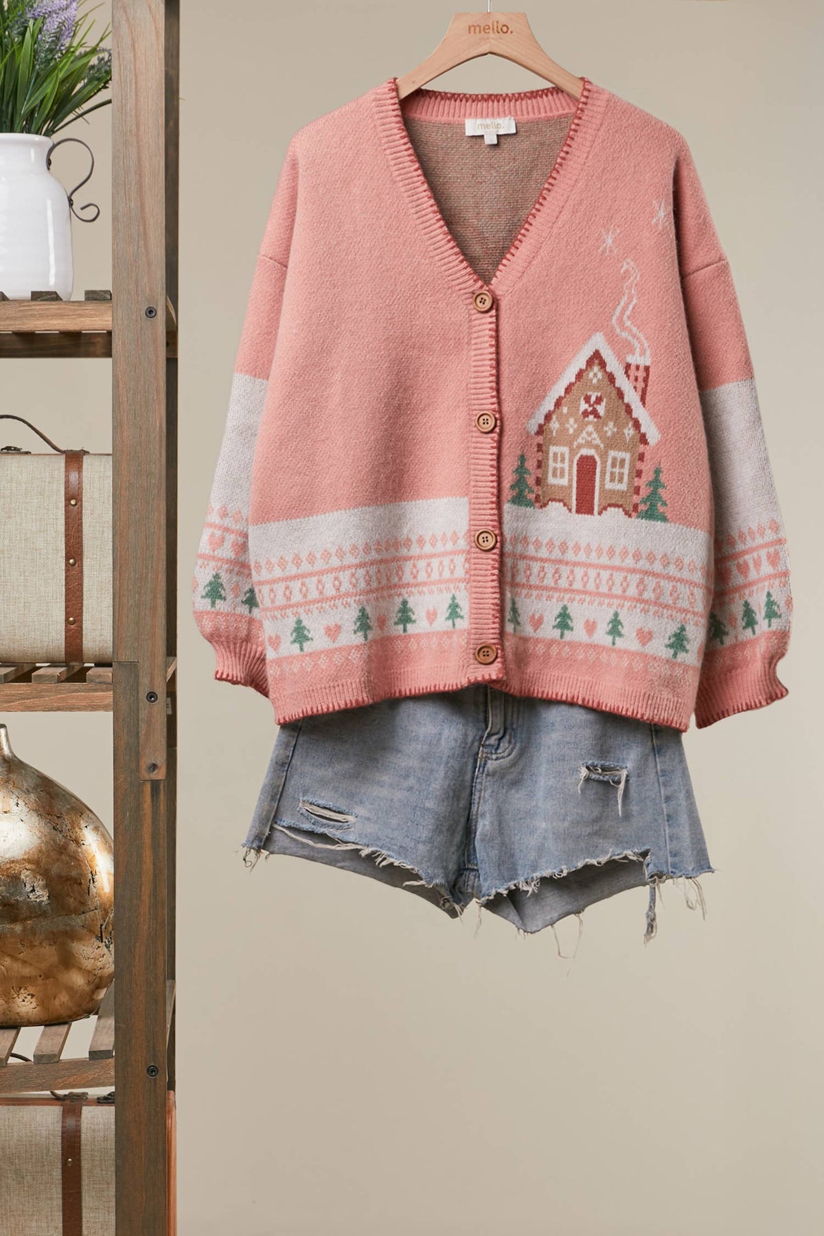 Mello - Christmas Cabin Knit Cardigan