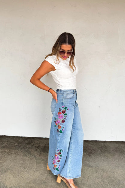 Blakely Jeans - Evie Floral Embroidered