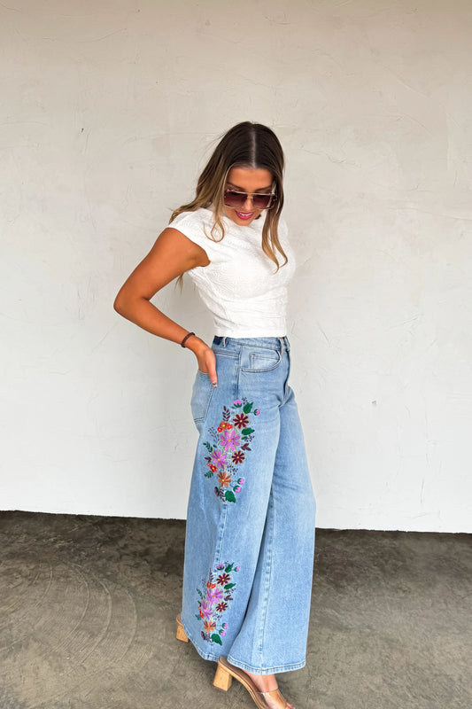 Blakely Jeans - Evie Floral Embroidered