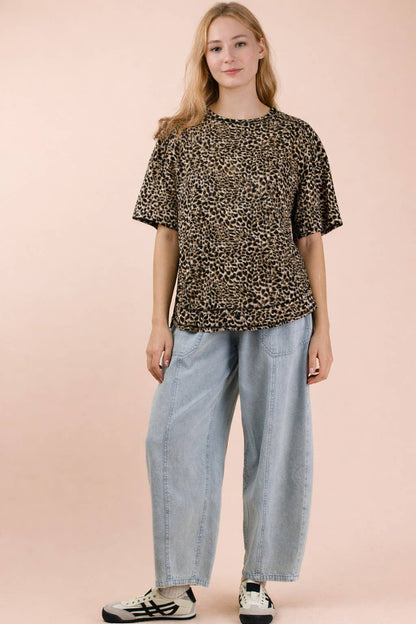 Oversized Leopard Printed Knit Top