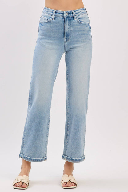 High Rise Stretch Relaxed Straight Jeans