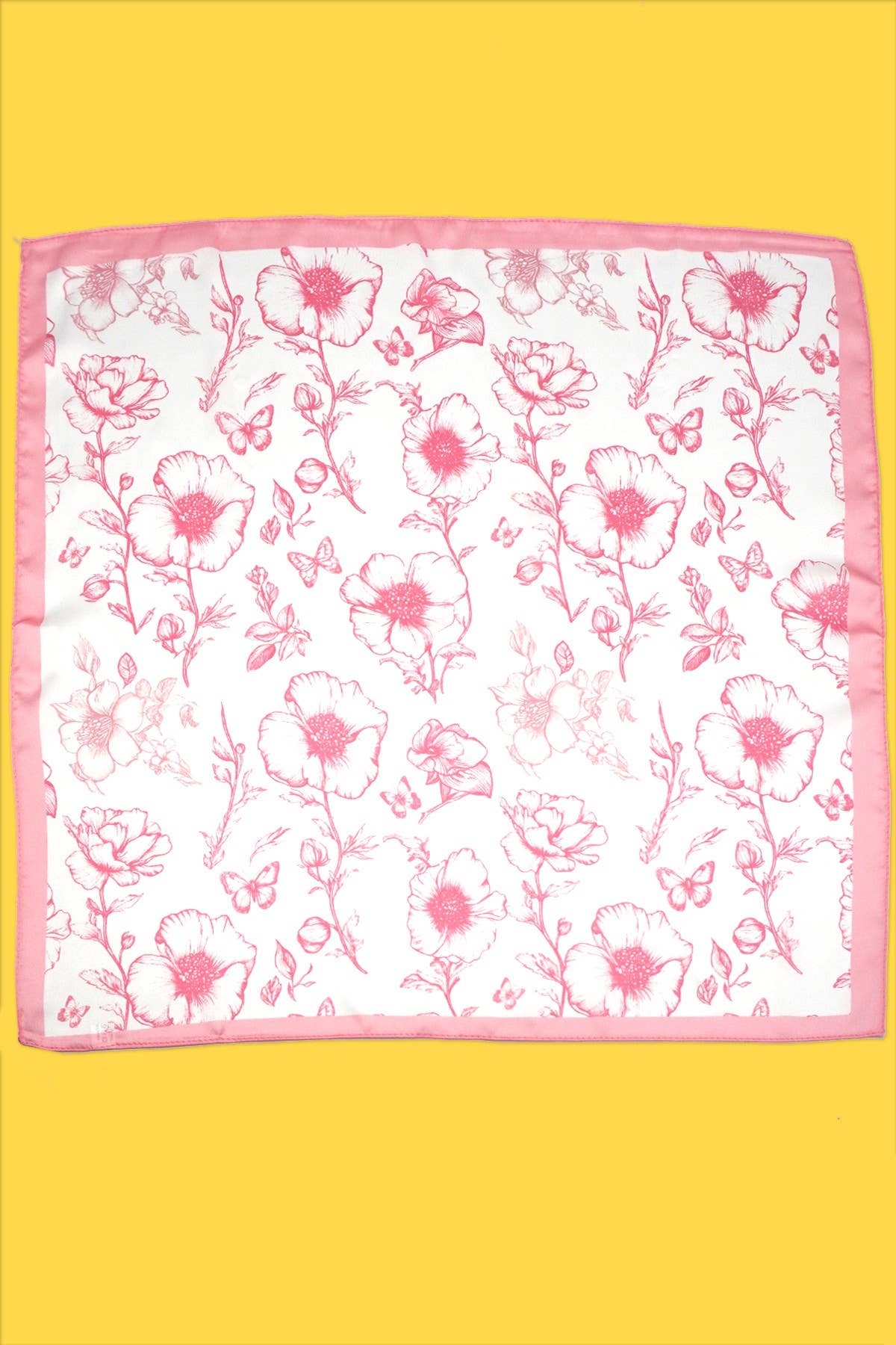 PETITE FLOWER PRINT SILKY FEELING BANDANA SCARF | PINK