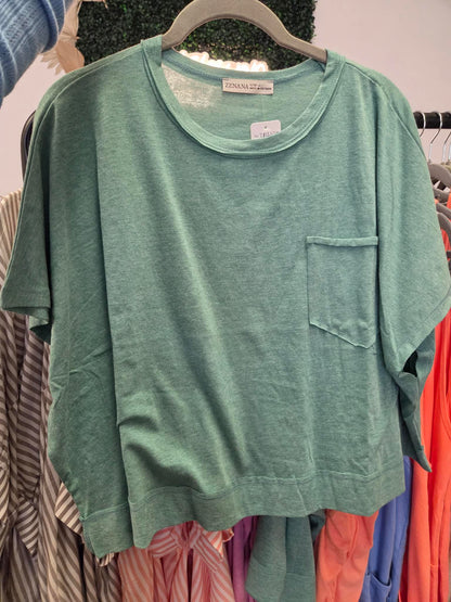 Boxy Heather Kelly Green Top | Zenana